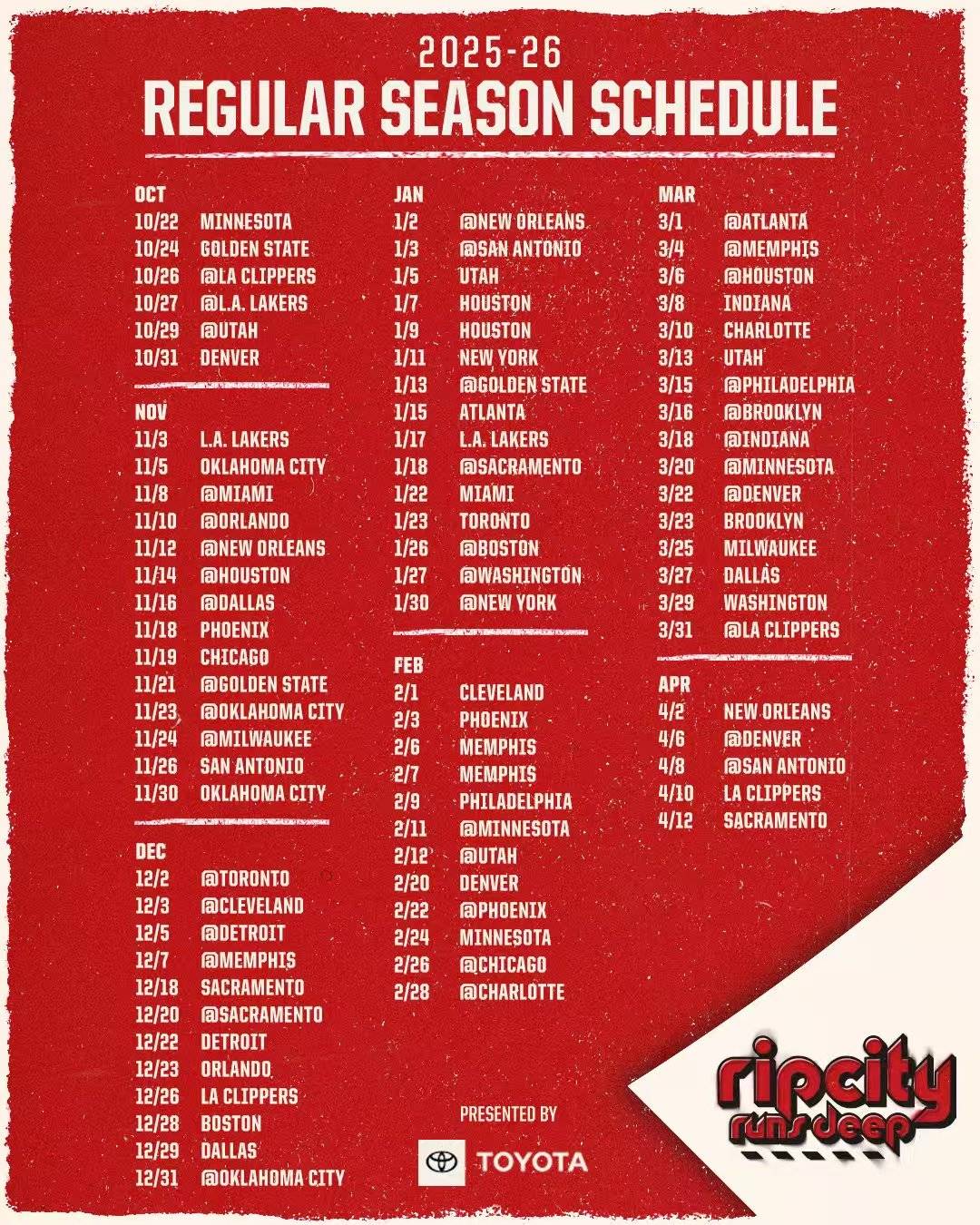 开拓者赛程公布：4场中国德比、8场全美直播！美媒预测杨瀚森数据