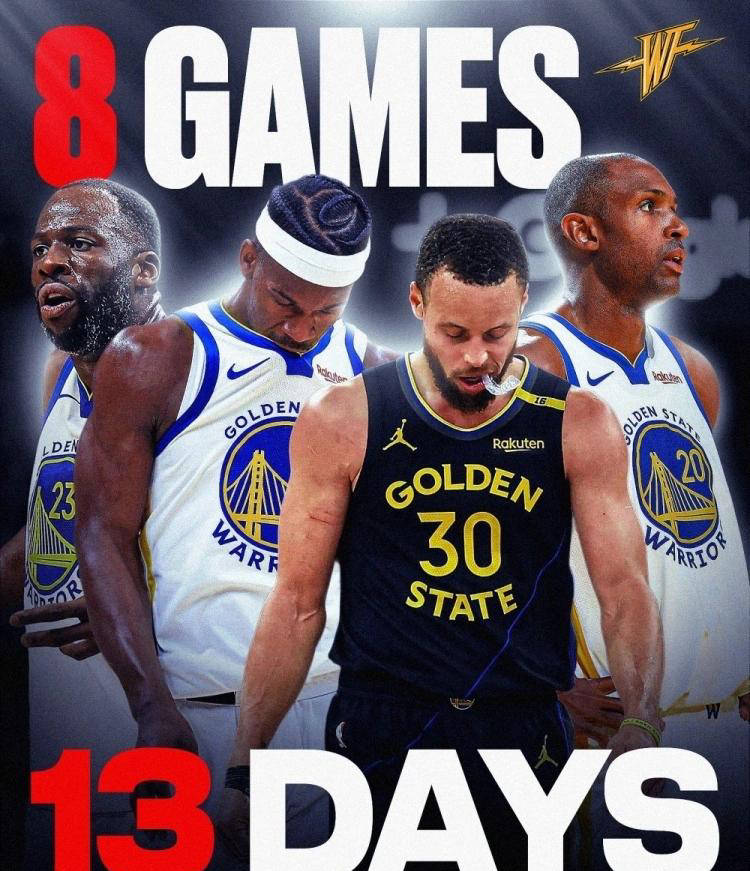 勇士展开密集魔鬼赛程，挑战13天8场包括6连客和背靠背赛程